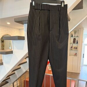 Saint Laurent Black and White Pinstripe Trousers